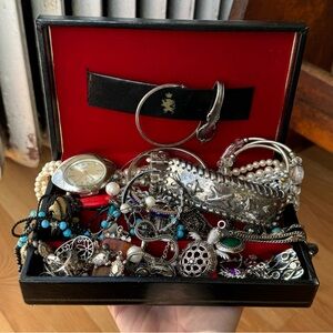 Vintage Estate Silver Jewelry Lot 40 Pcs Wearable Chain Mixed Y2K 925 Sterling